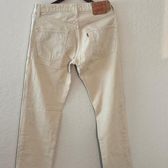 Vintage cream tan levis 501 straight fit jeans 32 - Picture 6 of 7